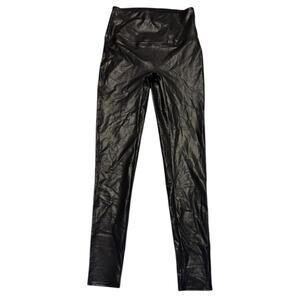 Jane And Bleecker Black Faux Leather Long Leggings Size Large NWOT
